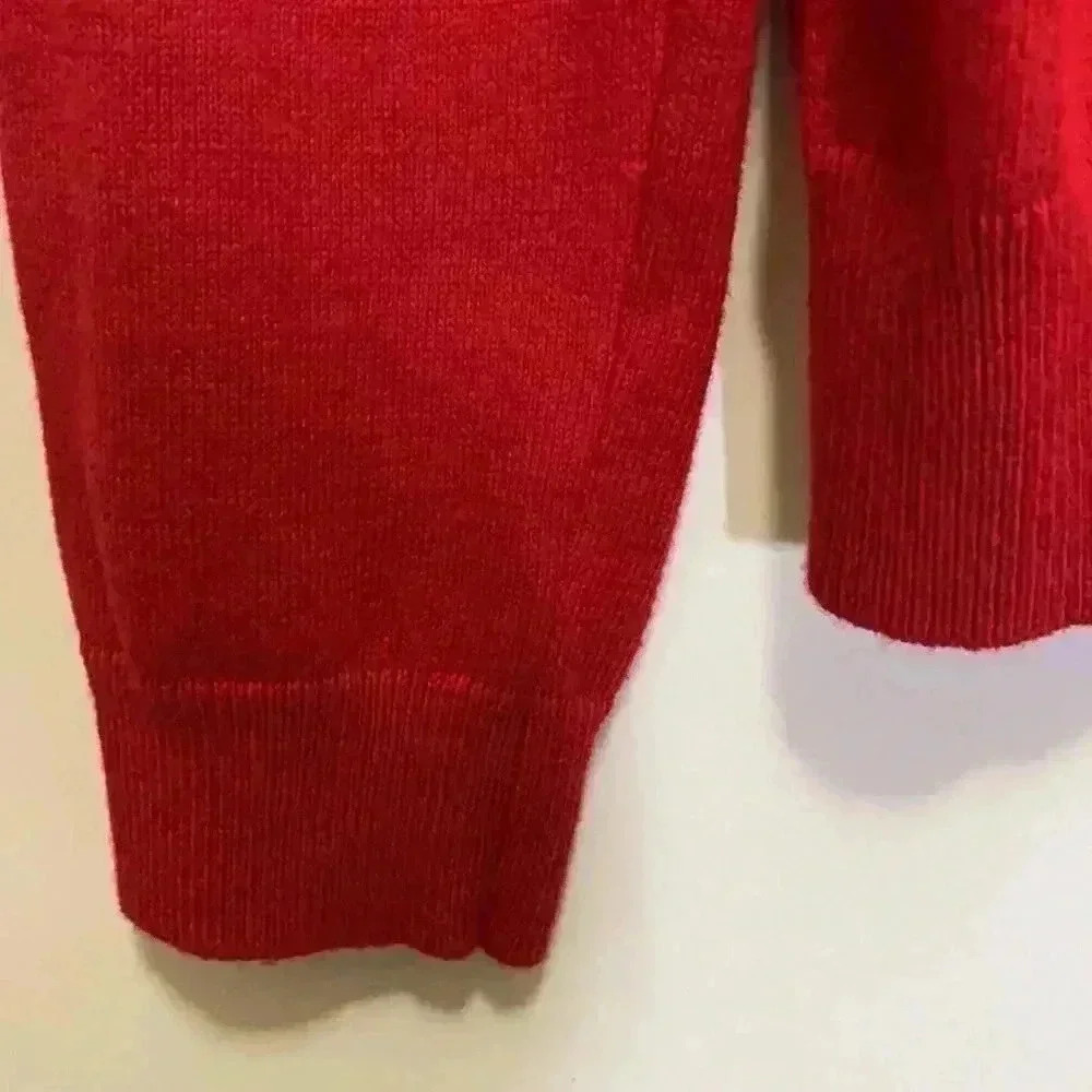 LANDS’END Women’s Red Button Up Floral Embroidered Sweater Size M/P (10/12) - Picture 5 of 7